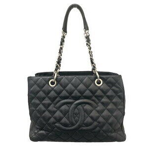 Chanel Matelasse GST Chain Tote Bag Caviar Skin Black Leather